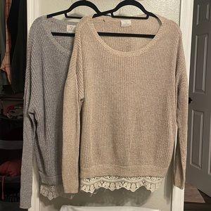 Bundle! Two sweaters (grey and beige) from pins & needles